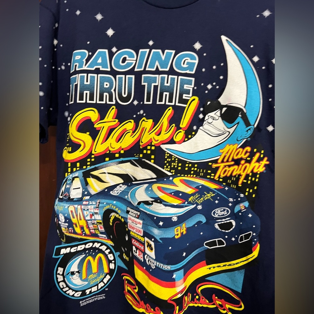 RARE GRAIL 1997 McDonald’s Iconic Bill Elliot NASCAR AOP RaceT-Shirt